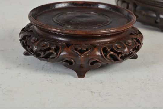 A Chinese Carved Wood Vase Stand Late Qing Dynasty Carved And