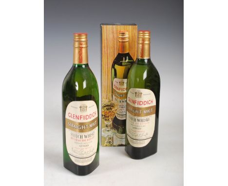 Two bottles Glenfiddich, Straight Malt, Scotch Whisky, bottled at the Distillery, 26 2/3 fl.ozs., one boxed, one unboxed, (2)