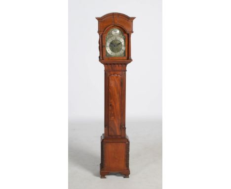 A 20th century mahogany Grandmother clock, Mudge, London, with Roman numeral chapter ring and single train movement, enclosed