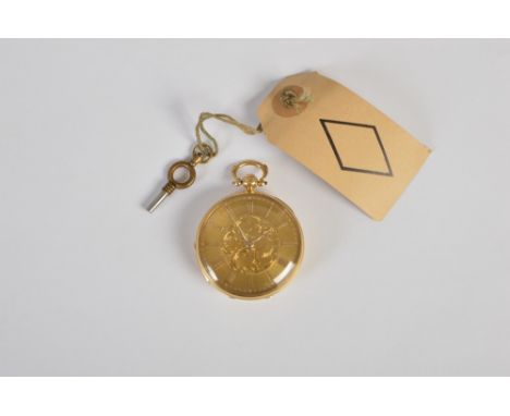 An 18ct gold open faced pocket watch by Stoddart London No. 5573, hallmarked London 1840, the engine turned foliate engraved 