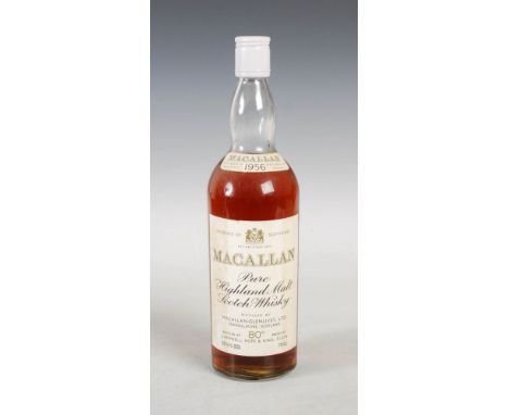 One bottle Macallan, 1956, Pure Highland Malt Scotch Whisky, Distilled by Macallan-Glenlivet, Ltd., Craigellachie, Scotland, 