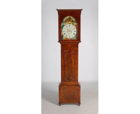 A 19th century mahogany longcase clock, H. MILLAR, STEWARTON, the enamelled dial with Roman numerals and two subsidiary dials