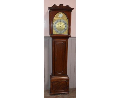 A 19th century mahogany longcase clock John Hamilton, Glasgow,  the brass dial with a silvered chapter ring bearing Roman num