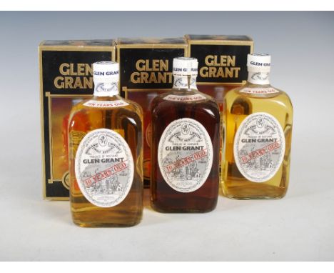 Three boxed bottles Glen Grant, 10 years old, Highland Malt Scotch Whisky, bottled by Gordon & Macphail, Wine and Sprit Merch