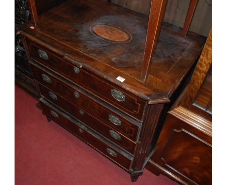 A 19th century Continental figured walnut and satinwood inlaid four drawer commode