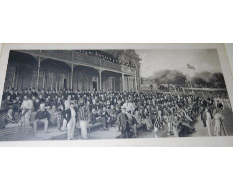 After Dickinsons - Lords_The Pavillion_'Stumps Drawn', monochrome print, 49 x 100cm 