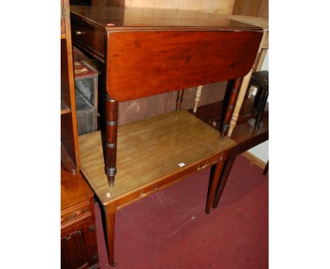 A circa 1900 mahogany single drawer side table, together with a 19th century mahogany pembroke table (2)