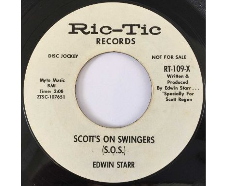EDWIN STARR - SCOTT'S ON SWINGERS 7" (US PROMO - RIC-TIC RECORDS RT-109-X). A scarce double Asided 7" promo of Scott's On Swi