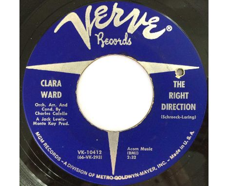 CLARA WARD - THE RIGHT DIRECTION 7" (ORIGINAL US COPY - VERVE VK-10412). The original US 7" (scarce stock) copy of Clara Ward