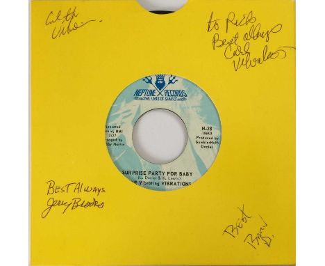THE VIBRATING VIBRATIONS - SUPRISE PARTY FOR BABY 7" (NEPTUNE RECORDS - N-28). An original styrene stock copy of The vibratin