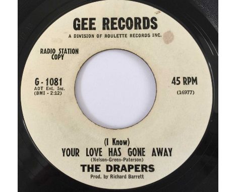 THE DRAPERS - YOUR LOVE HAS GONE AWAY 7" (PROMO - GEE RECORDS - G-1081). A top-notch number here by The Drapers to include Yo