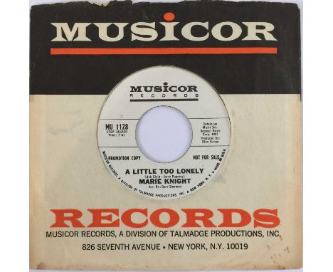 MARIE KNIGHT - A LITTLE TOO LONELY 7" (PROMO - MUSICOR RECORDS MU 1128). A killer slice of Northern Soul here by Marie Knight