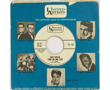 MARV JOHNSON - COME ON AND STOP 7" (PROMO - UNITED ARTISTS UA617). A great cut by Marv Johnson to include Come On And Stop c/