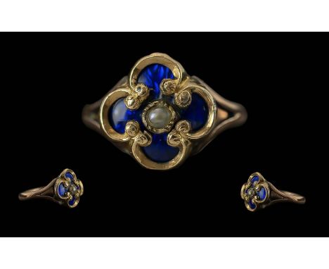Ladies 9ct Gold Seed Pearl Set Dress Ring. Stamped for 9ct. Approx Weight 2.8 grams. Approx Size L. 