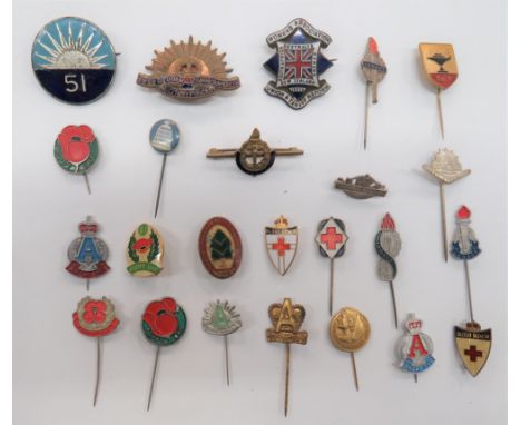 Australian Lapel Pins and Brooches including plated and enamel 51st ... Gilt and enamel Australian Commonwealth Military Forc