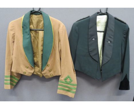 Post 1901 South African Constabulary Officer's Mess Jacket light brown melton, short jacket. &nbsp;Green silk turn back colla