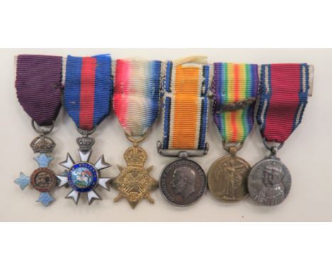 WW1 Miniature Medal Group consisting silvered and enamel CBE, silvered and enamel,&nbsp; Order Of St Michael &amp; St George,