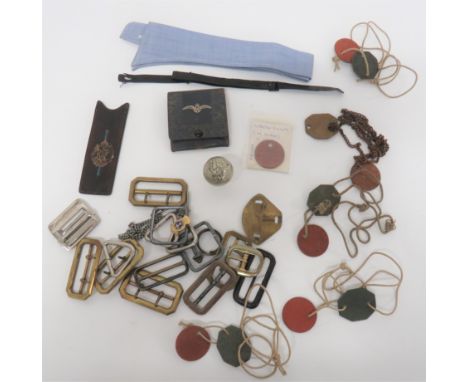 Royal Air Force ID Tags and Various Items ID tags include "90729 A.A.F. A S Jackson" ... "2251053 RAF B Dixon" ... "635198 J 