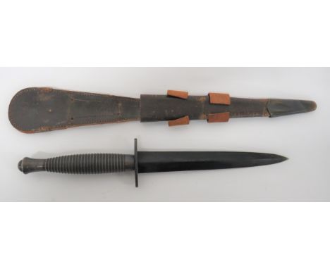 WW2 3rd Pattern F &amp; S Commando Knife 6 1/2 inch, double edged, blued blade. &nbsp;Blued steel oval crossguard. &nbsp;Dark