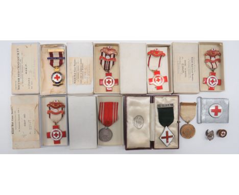 Small Selection of Red Cross Medals including gilt and enamel BRCS with top bar First Aid In Chemical Warfare and bar 1941 AR