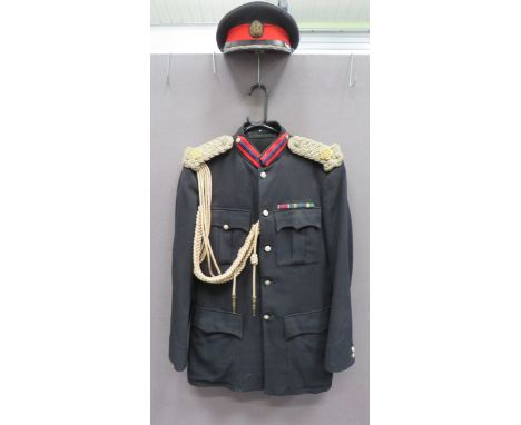 Post 1953 English Lord Lieutenant's Uniform black, single breasted, high collar tunic with scarlet collar tabs with central b