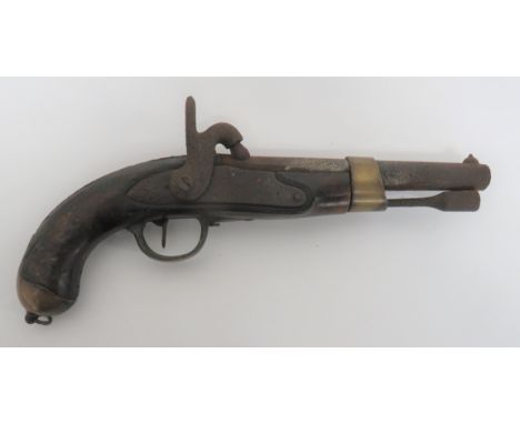 French M1822 Military Percussion Pistol 8 inch, 14 bore barrel. &nbsp;Nipple front sight. &nbsp;Military lock plate and heavy