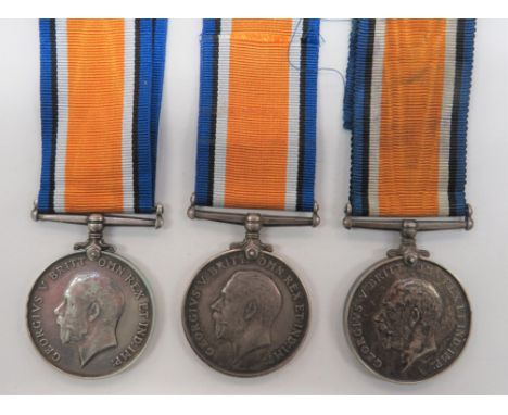 Three WW1 Infantry Silver War Medals silver War medals named "365539 Pte J Buckie Lan.Fus" ... "25758 Pte S H Lewis S Wales B