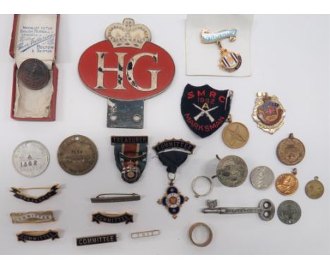 Selection of Various Badges and Medallions including alloy painted, QC HG car badge ... WW1, brass Chilwell Shell Filling Fac