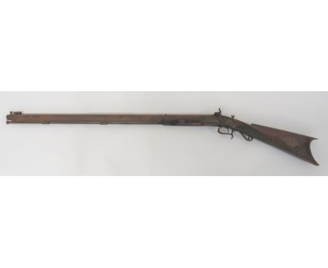 Mid 19th Century Left Hand Target Rifle by "Marston"&nbsp; 80 bore, 33 inch rifled, octagonal barrel. &nbsp;Front tube sight.