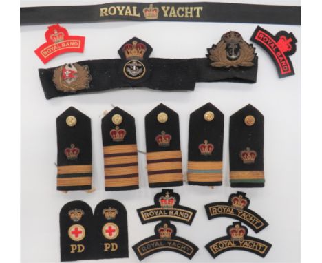 Small Selection of Royal and Merchant Navy Badges including bullion embroidery, KC Royal Navy Officer's cap badge ... Bullion