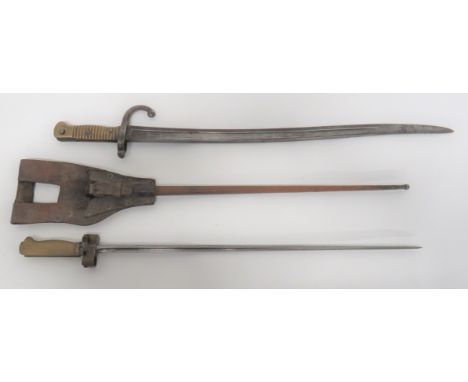 French M1866 Chassepot Bayonet and French Lebel Bayonet M1866 Chassepot bayonet. &nbsp;22 1/2 inch, single edged yataghan bla