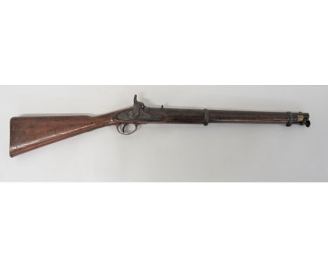 Enfield 1858 Dated Percussion Cavalry Carbine .650, 21 inch, smoothbore barrel. &nbsp;Lower steel, captive swivel ramrod. &nb