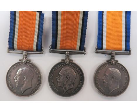 Three WW1 Naval British War Medals silver War medals named to ""J63074 R F Place. Sig. Boy. RN"" ... ""19841 D.A. C E Gregory
