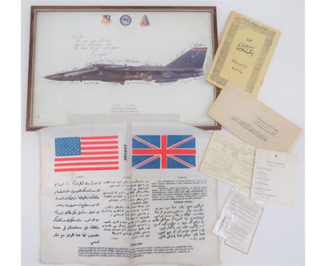 Gulf War Period Escape "Goolie" Chit 16 x 13 inch, printed nylon panel. &nbsp;American and British flags with language panels