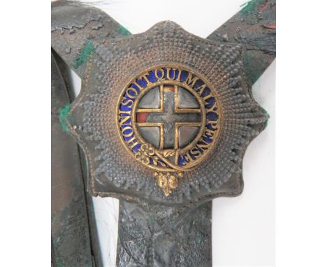 Coldstream Guards Officer's Horse Breast Badge silvered, gilt and enamel star and central belted circlet. &nbsp;Complete on i