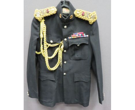 Attributed Lieutenant General's Patrol Tunic black, single breasted, high collar tunic. &nbsp;Collar with gilt and enamel Que