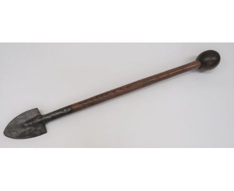 Unusual WW1 Dated Spade Possibly For Tunnellers&nbsp; small, steel, double edged, leaf shape blade with joining bracket dated