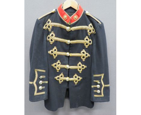 Post 1953 Royal Marines Bandsman Dress Tunic black, single breasted tunic. &nbsp;High red collar with gilt gimp edging. &nbsp