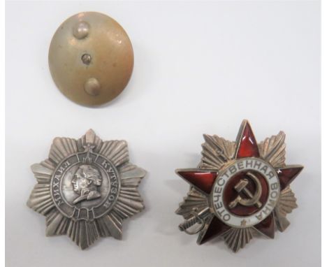 Order Of Kutuzov And Order Of The Patriotic War consisting Order of Kutuzov in silvered breast order. Rear with maker's detai
