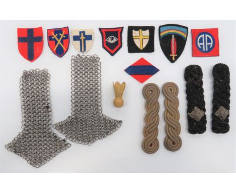 WW2 Formation Badges and Earlier Shoulder Straps including embroidery SHAEF ... Embroidery Guards Armoured Div ... Embroidery