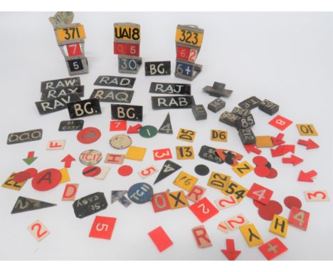 Selection of Aircraft Table Plotting Markers including 3 x alloy plotting stands ... Painted tin letter stands ... Balloon ma