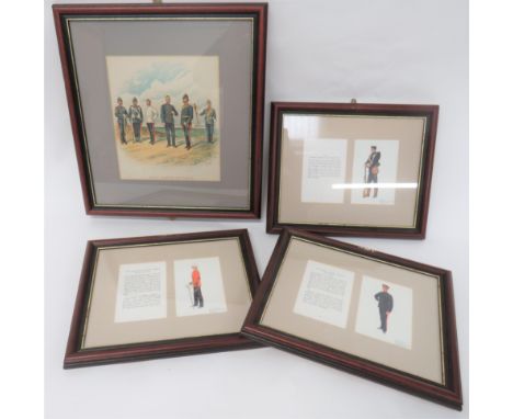 Five Various Military Prints consisting Royal Marine Artillery by R Simkin ... Book print and description ""RMLI Private"" ..