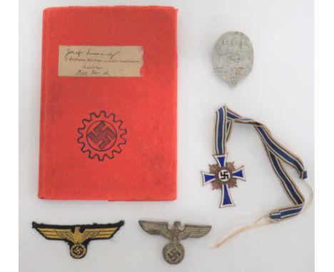 Small Selection of German Third Reich Items consisting darkened and enamel Mother's Cross complete with ribbon ... Plated, pr