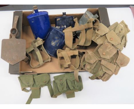 Selection of Damaged 1908 Webbing Equipment consisting 4 x part ammunition pouches. &nbsp;All with some later additions or da
