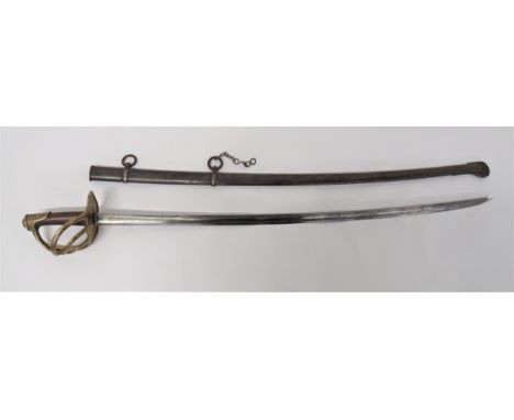 French Model 1822 Light Cavalry Sword 38 1/2 inch, single edged, slightly curved blade. &nbsp;Large fuller with narrow rear f