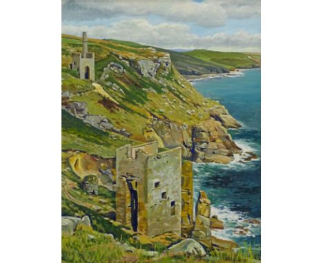 T.M. Huguenin (20thC). Trewavas Engine Houses Rinsey, Cornwall, oil on board, signed and titled verso, 100cm x 76.5cm. 