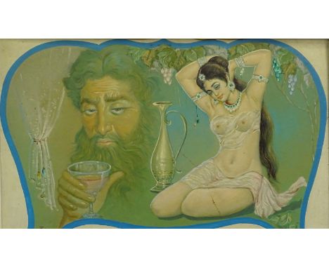 R. (20thC). Indian figures, oil on board, initialled and dated 1.1.(19)76, 56cm x 96cm. 