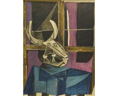 After Pablo Picasso (1881-1973). Figure by a window, coloured print, 57.5cm x 43cm. 