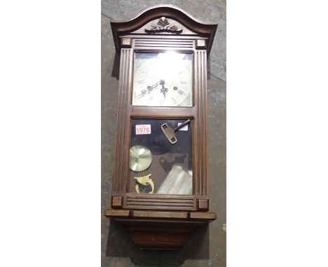 Highlands oak cased wall clock, H: 65 cm. Not available for in-house P&amp;P, contact Paul O'Hea at Mailboxes on 01925 659133