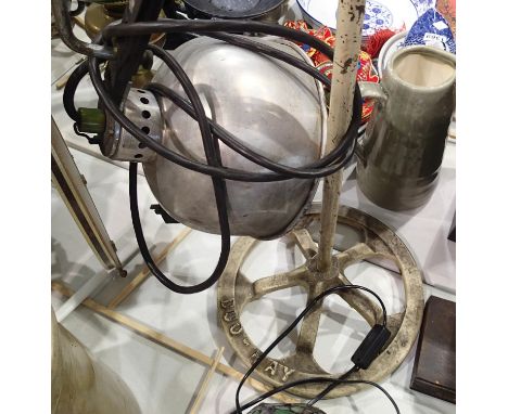 Vintage Duo-Ray lamp on a cast iron base, H: 114 cm. Not available for in-house P&amp;P, contact Paul O'Hea at Mailboxes on 0